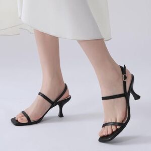 Gorfen Women's Square Open Toe Strappy Kitten 2.5 Inch Heels size 8.5